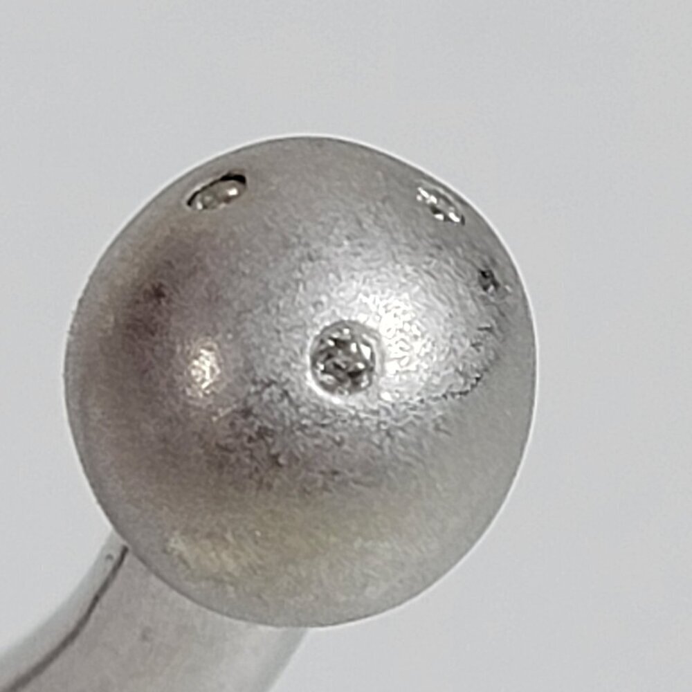 Diamond Accent Ball Charm Sterling Silver Cuff Bracelet 7 Inch - Picture 6 of 9